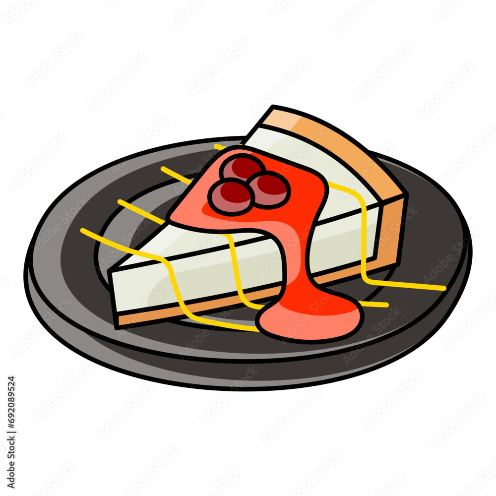 Red berry cheesecake cake pastry concept, velvet cake slice with Melted cheese Maple syrup vector color icon design, Fastfood symbol, Grab and go meals sign,popular inexpensive good taste snack stock Red berry cheesecake cake pastry concept, velvet cake slice with Melted cheese Maple syrup vector color icon design, Fastfood symbol, Grab and go meals sign,popular inexpensive good taste snack stock