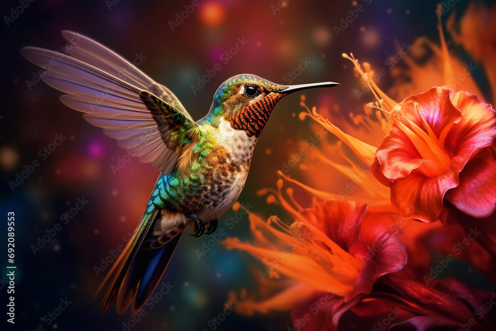 Obraz premium Exotic hummingbird bird.Aerial Ballet: Graceful Hummingbird Elegance.