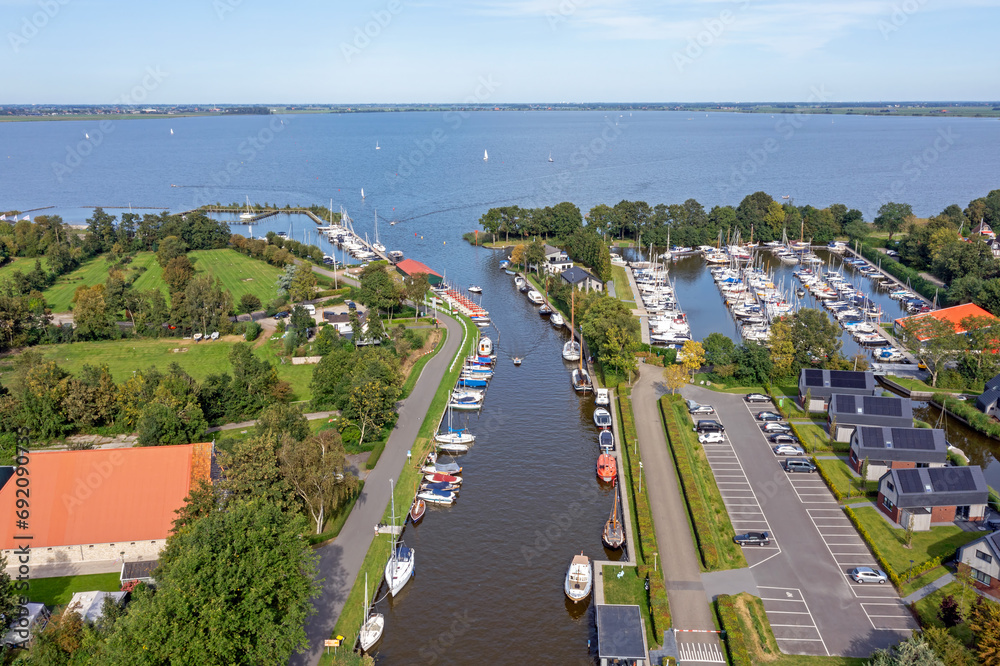 Aerial from a typical dutch landscape at the Slotermeer in the Netherlands