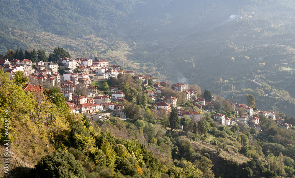 Metsovo village in Epirus. Mountains of Pindus in northern Greece.