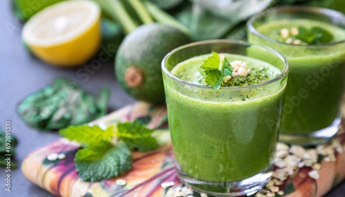 Homemade vegan green juice 