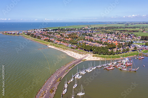 Aerial from the historial city Stavoren in Friesland the Netherlands photo