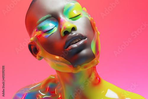 Generative AI depiction of a futuristic african metaverse inhabitant photo