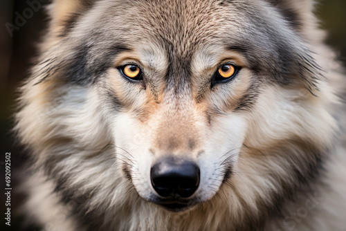 Soulful Wolf Eyes Reflection. Generative AI photo