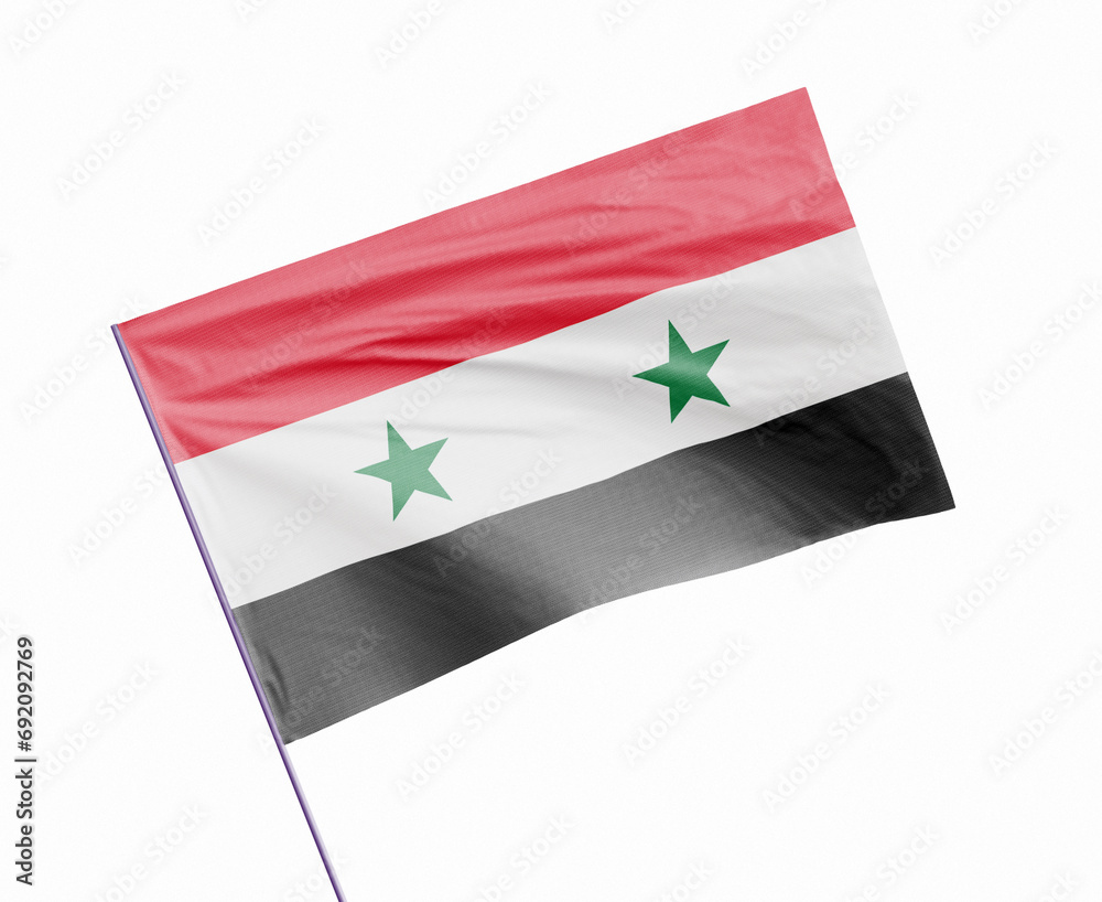 3d illustration flag of Syria. Syria flag waving isolated on white background with clipping path. flag frame with empty space for your text. 3d illustration flag of Syria. Syria flag waving isolated on white background with clipping path. flag frame with empty space for your text.