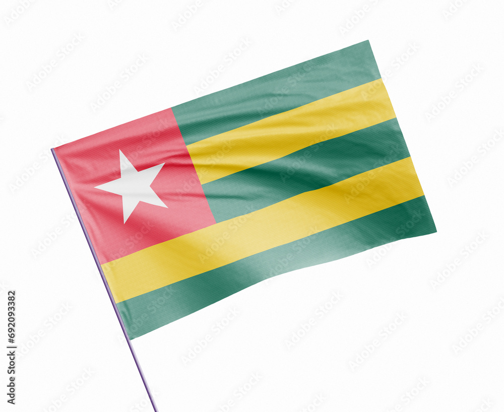 3d illustration flag of Togo. Togo flag waving isolated on white ...