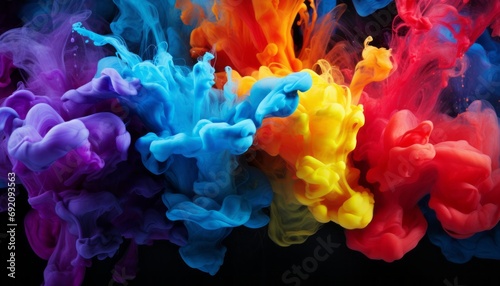 captivating cloud of vibrant liquid colors and ink droplets a harmonious fusion of abstract art © Ilja