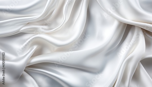 Closeup of elegant crumpled white silk fabric texture for luxurious background design