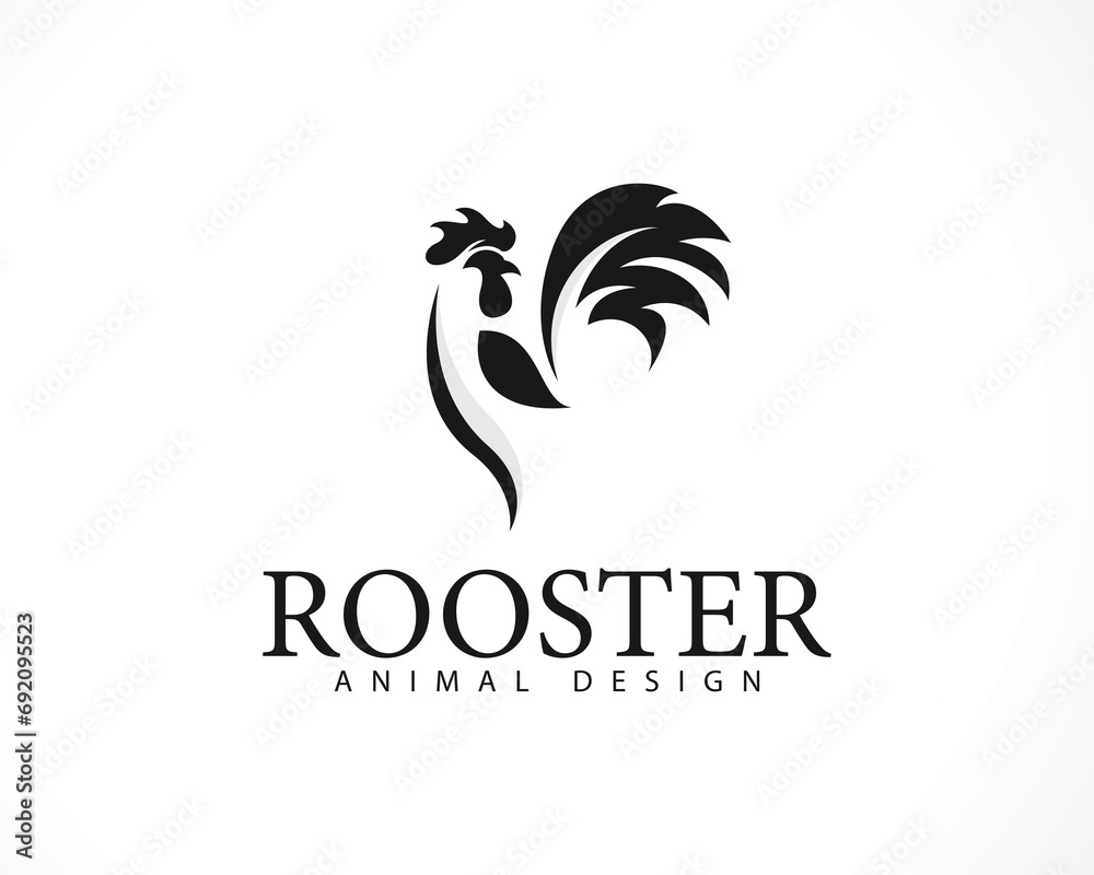 rooster logo creative animal design farm food business black and white vector
