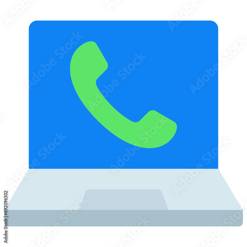 Laptop Phone Call Icon