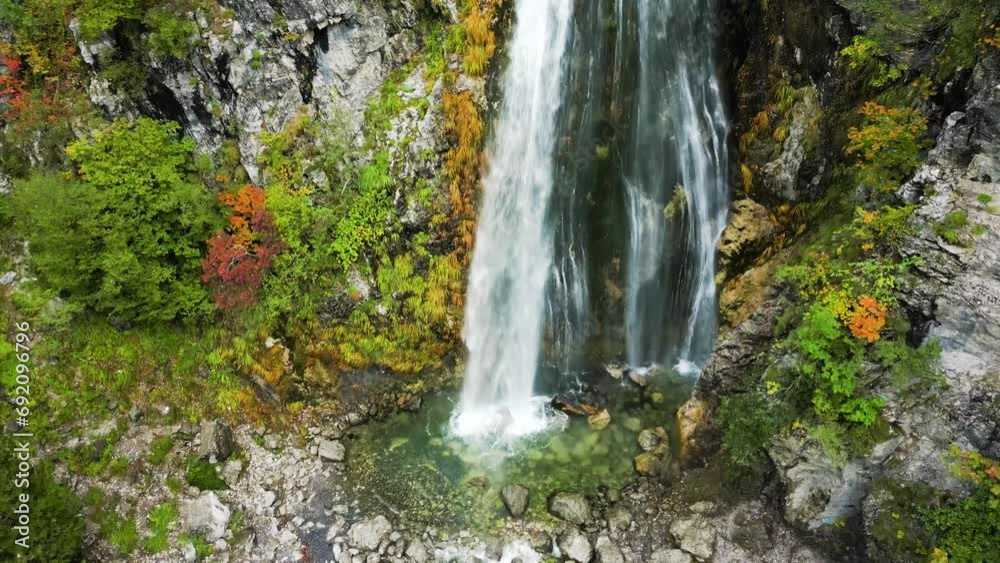 Aerial View of the Waterfall in Theth, Albania Aerial View of the Waterfall in Theth, Albania