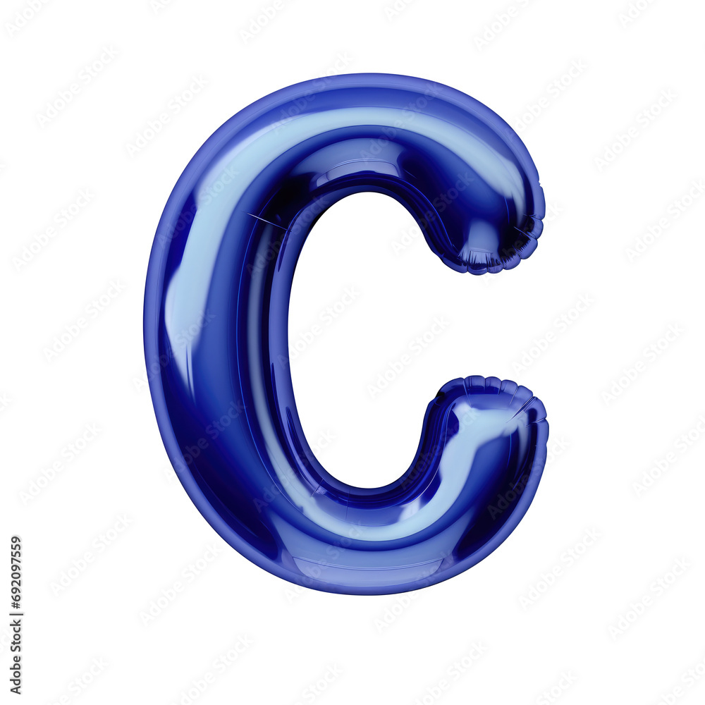 Indigo metallic C alphabet balloon Realistic 3D on white background. Indigo metallic C alphabet balloon Realistic 3D on white background.