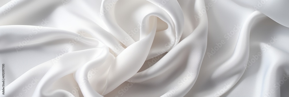 Obraz premium Elegant crumpled white silk fabric background with luxurious texture and sophisticated design