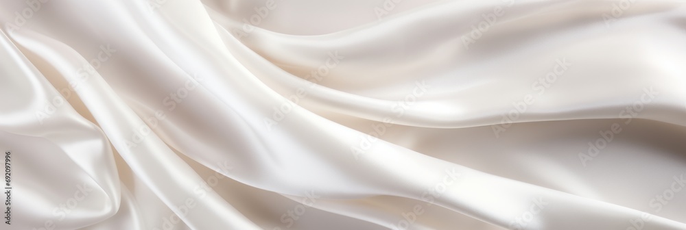 Close up of elegant white silk fabric cloth background and texture   luxury background design