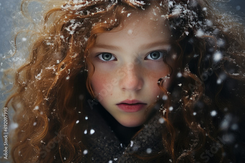 portrait of a woman in winter, Generative AI
