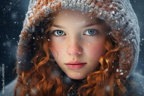 portrait of a woman in winter, Generative AI