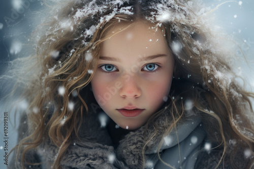 portrait of a woman in winter, Generative AI
