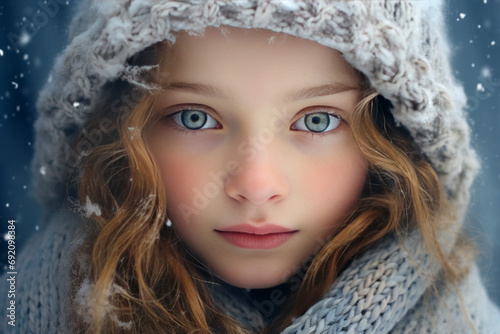 portrait of a woman in winter, Generative AI