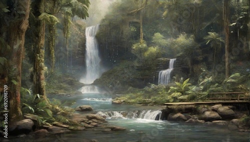 _Image_of_peaceful_waterfall_in_the_rain_