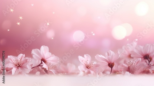 Beautiful delicate flowers on a pink background. Abstract layout of a color frame with space for text. An invitation to a wedding. The concept of International Women's Day, Mother's Day. © Cherkasova Alie