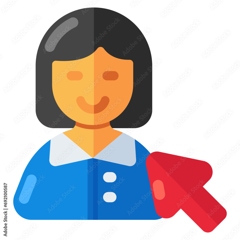 A colored design icon of female avatar A colored design icon of female avatar
