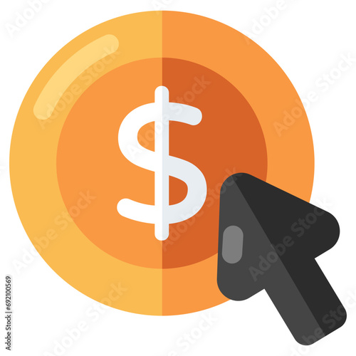 Conceptual flat design icon of pay per click