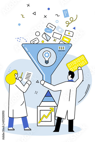 Market analysis vector illustration. Effective management market research and analysis enables businesses to stay ahead competition Technology plays vital role in collecting and analyzing market data