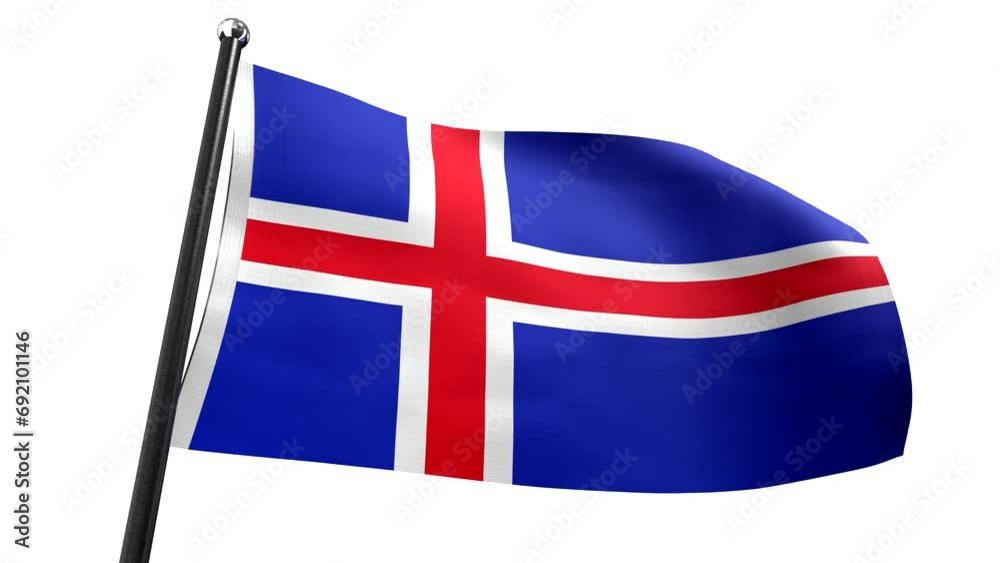 Iceland - flag isolated on white background - 3D 4k animation (3840 x 2160 px) Iceland - flag isolated on white background - 3D 4k animation (3840 x 2160 px)