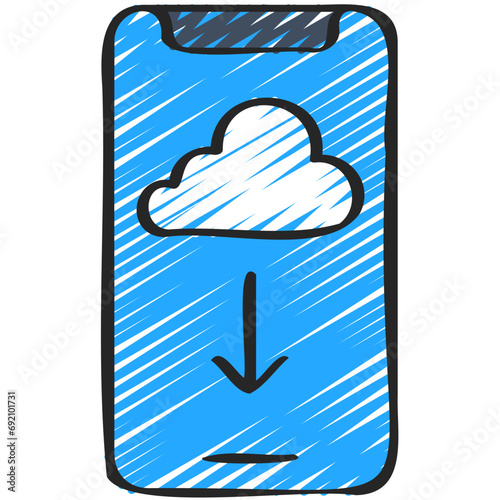 Cloud Download Mobile Phone Icon