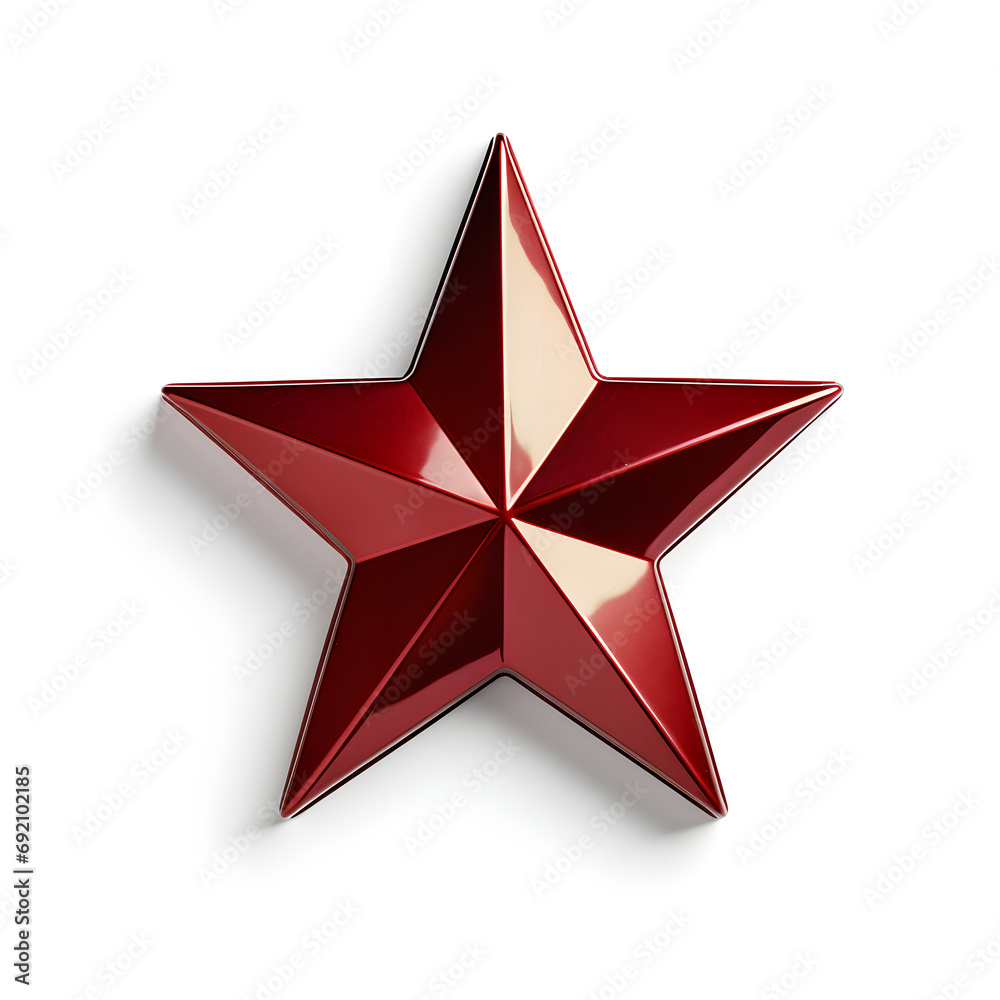 Red 3D star isolated on white background