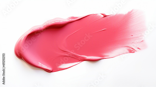 Glossy Red Lipstick Stroke: Vibrant Makeup Detail for Glamorous Beauty - Elegant Cosmetic Product Isolated on Trendy Studio Background, Ideal for Fashion and Beauty Concepts.
