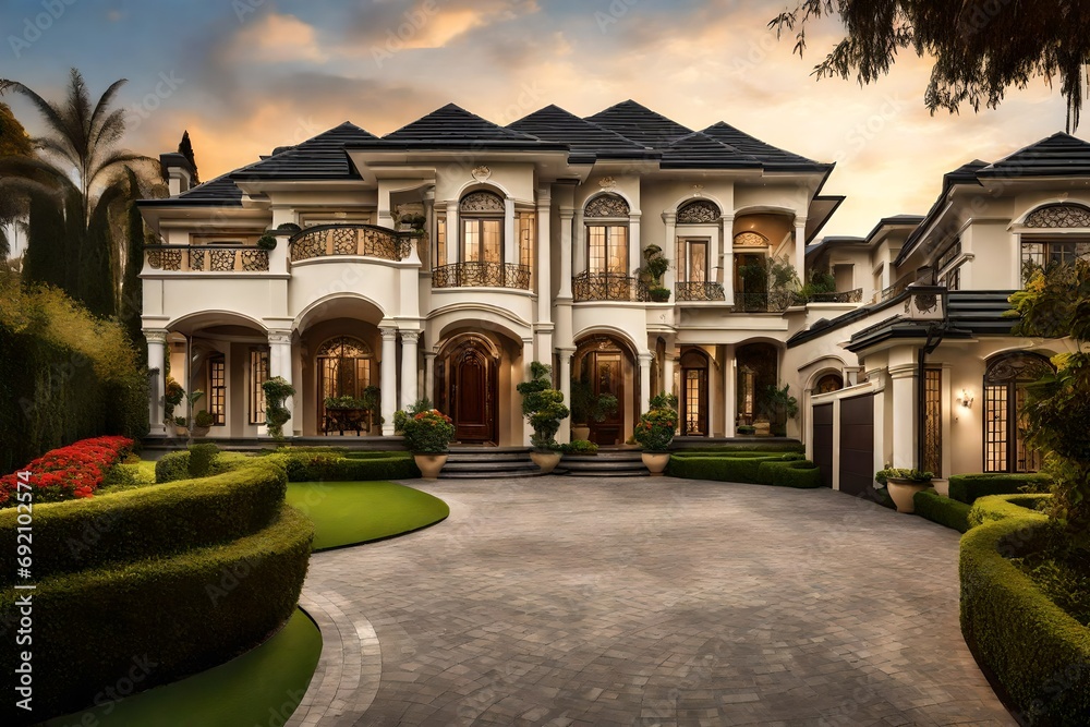 A grand custom-made luxury house commands attention in the suburb with its impressive facade. 