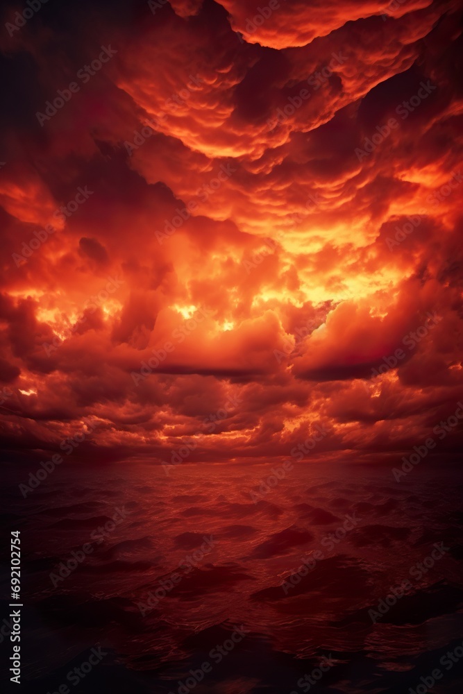 dramatic orange and red clouds, sunrise heaven background