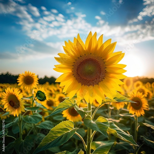 Image of a vibrant sunflower yellow field , generative ai.