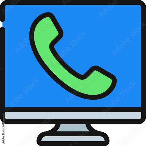 Computer Phone Call Icon