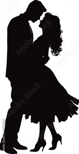 shillouette romantic couple picture of valentines. AI generated illustration.