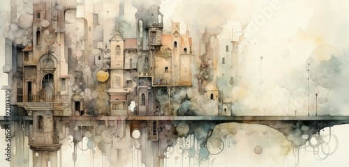 A delicate layering of watercolor washes, building depth and complexity. photo