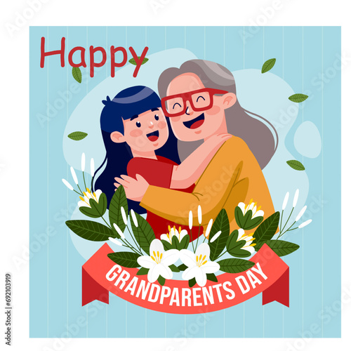 Happy Grandparents Day Flat Design Illustration, greeting card,
Vector Formats