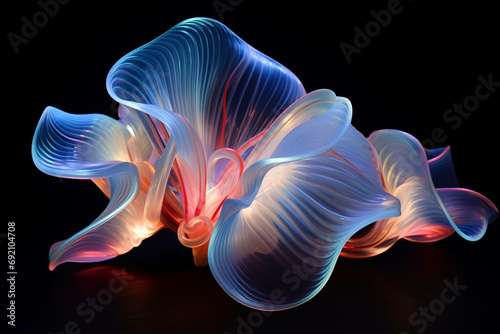 Biomorphic design flower petals ultraviolet macro abstract.