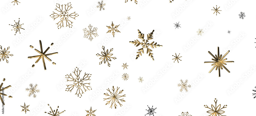 Winter Flurry: Mesmeric 3D Illustration Depicting Descending Festive Snowflakes Winter Flurry: Mesmeric 3D Illustration Depicting Descending Festive Snowflakes