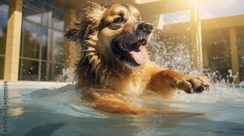 dog swimming in a rehabilitation pool at a vet