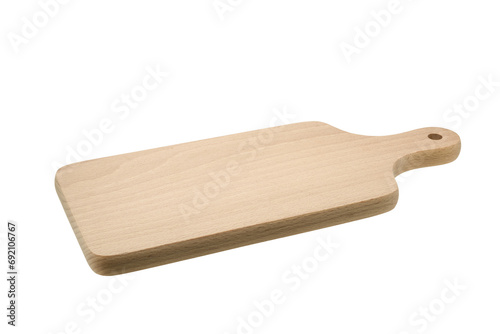 Wooden rectangular cutting board, isolated on transparent background. PNG image.