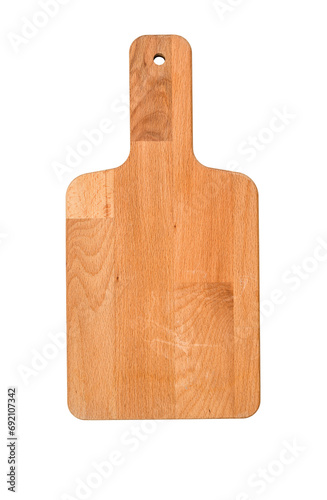 Wooden rectangular cutting board top view, isolated on transparent background. PNG image.