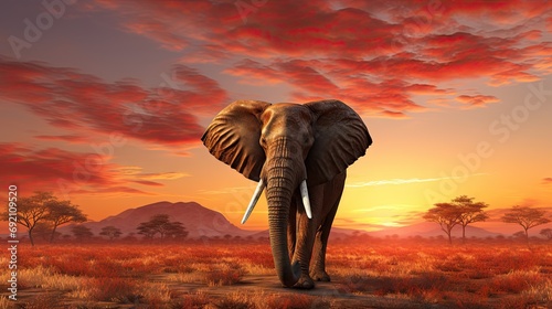 Elephant in sun set UHD wallpaper