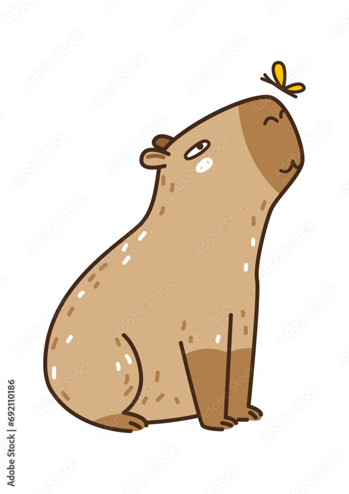 Cute сartoon capybara isolated on white - funny animal for Your design Cute сartoon capybara isolated on white - funny animal for Your design