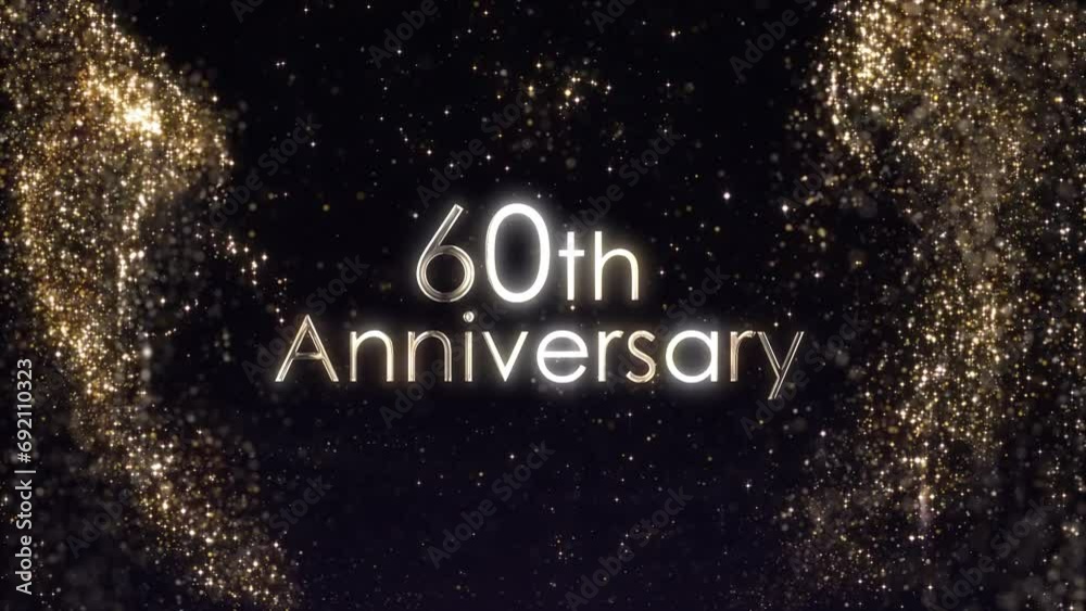 60th Anniversary Greetings with Golden Particular, Golden Particles, Golden Background, Congratulation 60th Anniversary Greetings with Golden Particular, Golden Particles, Golden Background, Congratulation