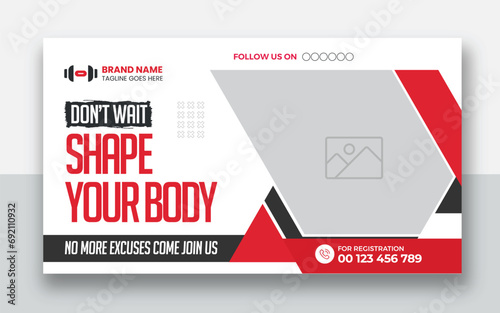 Gym and Fitness youtube video thumbnail or fitness training web banner design