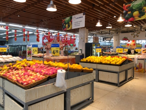 Walmart retail store display fruits in China 