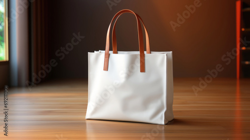 Large white shopping bag with empty copy space.