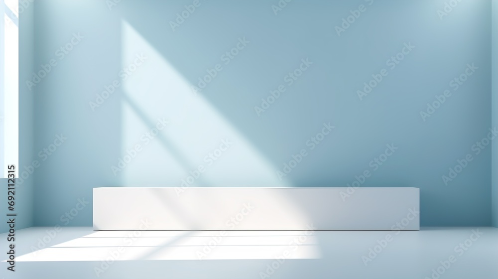 Minimalistic abstract simple light blue background for product presentation with sunny light and intricate shadow on wall.illustration Minimalistic abstract simple light blue background for product presentation with sunny light and intricate shadow on wall.illustration
